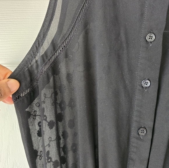 Iris Los Angeles Sheer Jumpsuit Sz M  Women Sleeveless Button Up Collar See Thru - Picture 10 of 16